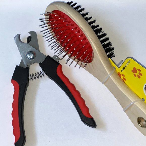 Heavy Duty Toe NAIL CLIPPERS AND Double Side Bristle Dog Cat Hair Grooming Brush - Picture 7 of 10